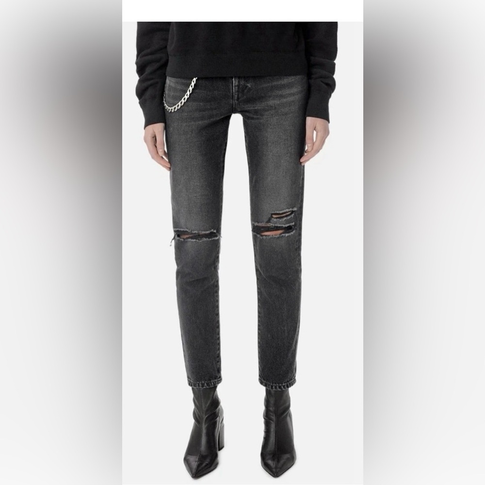 John Elliott Charlotte Sonic Destructed Jeans selvedge denim in Grey Sz. 26 NWT!